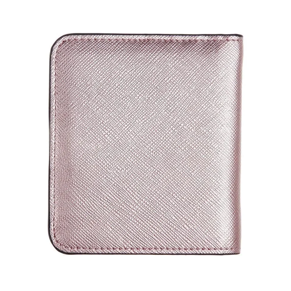 Shimmer Pink Leather Compact Wallet